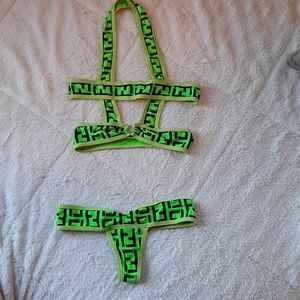 Green and Black Bikini